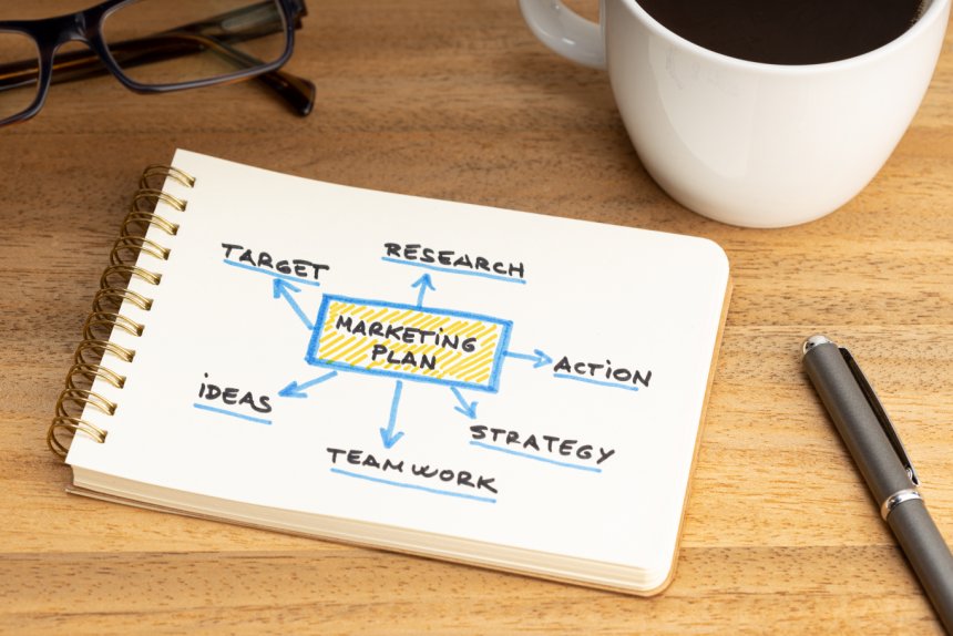 Marketing strategies written on a notepad