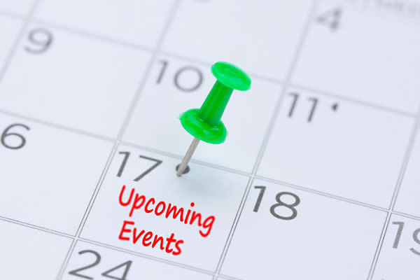 Upcoming events pinned on the calendar.