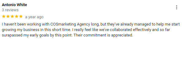 Google Testimonial Review COSMarketing Agency