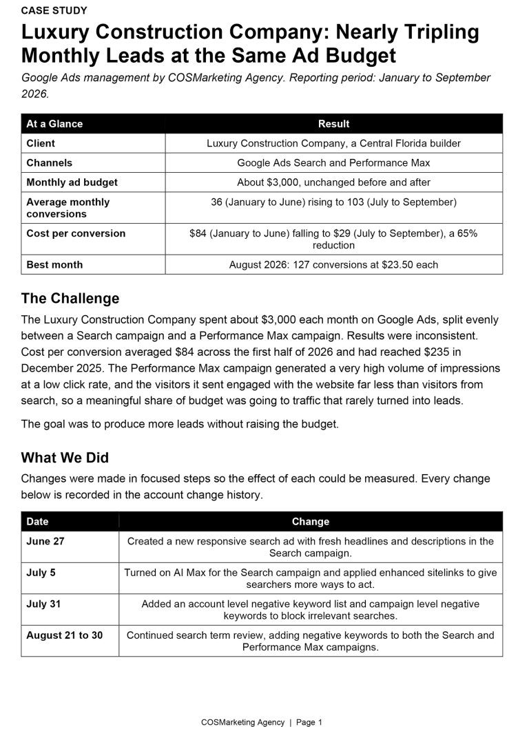 Luxury Construction Company Case Study