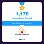 COSMarketing Agency gets 1170 YouTube Subscribers March 2025